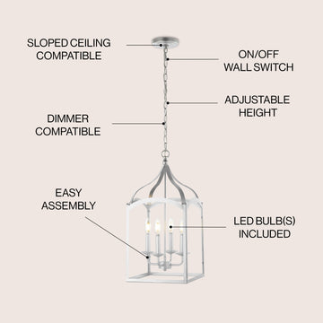 Ruth 11" Traditional Classic Lantern Metal/Glass LED Pendant